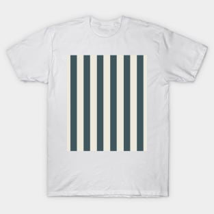 Beige and Teal Thick Striped Pattern T-Shirt